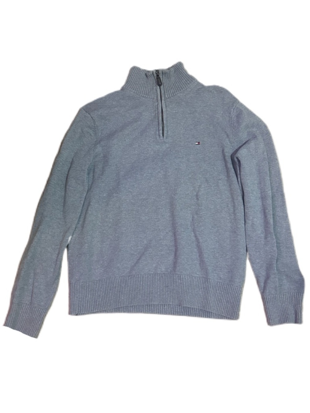 Tommy Hilfiger Men's Grey Quarter-Zip Sweater 100% cotton